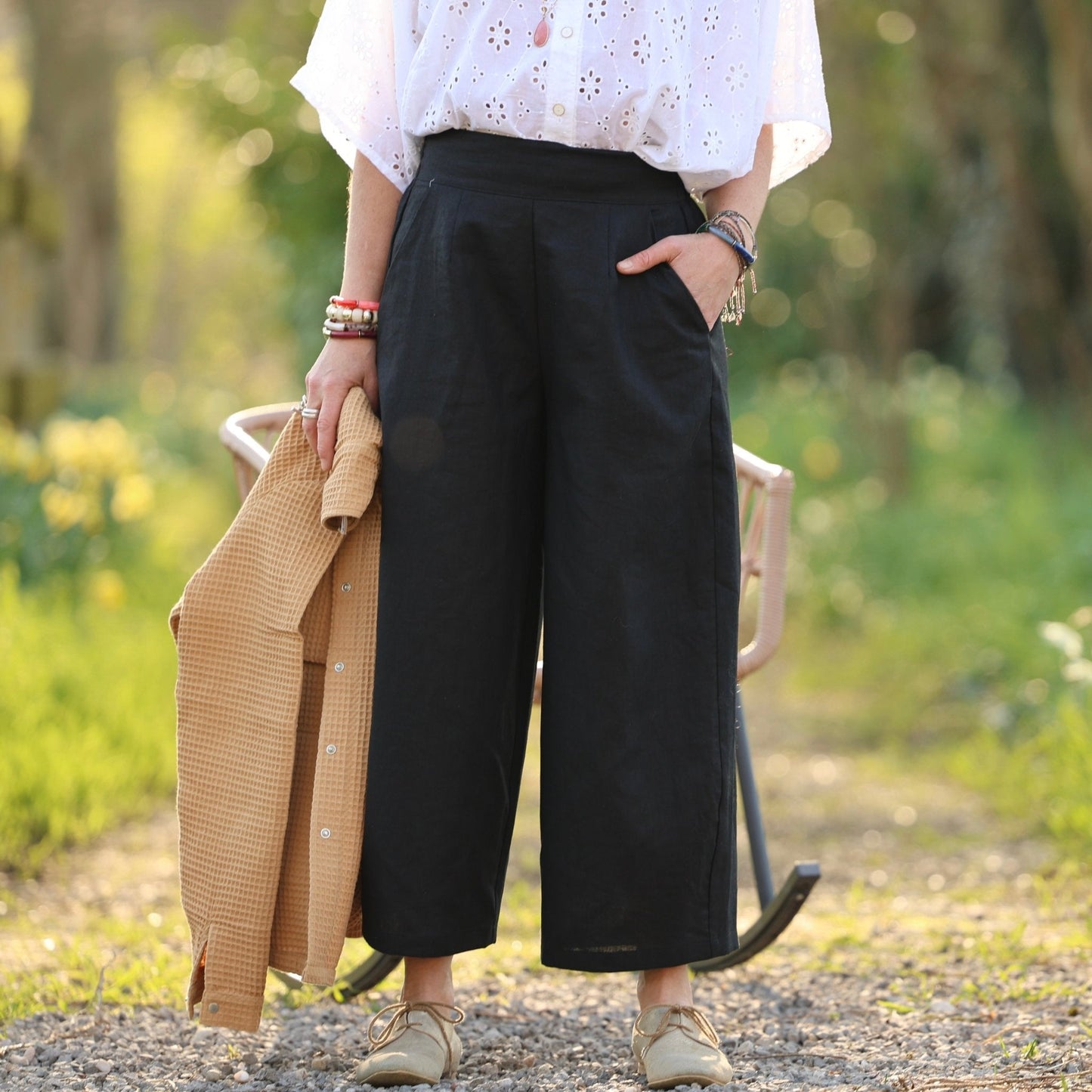Pantalon Briac en lin noir