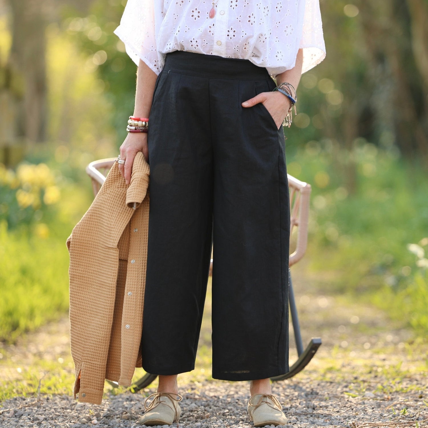 Pantalon Briac en lin noir